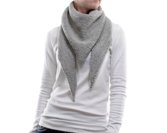 Simple Skinny Scarf Knitting Pattern, Garter Stitch Triangle Scarf Shawl, Long Triangle Scarf Pattern