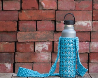 Blissful - Knitting Pattern - Water Bottle Sling Carrier Holder Cozy - Brome Fields