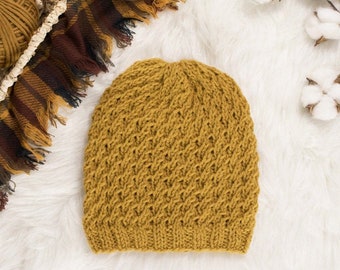 Laughter - Knitting Pattern - Faux Cable Knit Hat - Brome Fields