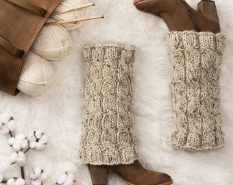 Chunky Cable Knit Leg Warmers Knitting Pattern - Majesty - Brome Fields