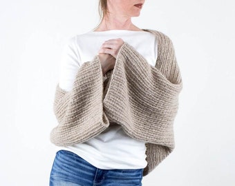 Knitting Pattern, Oversized Crop Shrug, Knit Sweater Shrug, Women's Bolero Knitting Pattern, Foggy Moonlight PDF Pattern Download