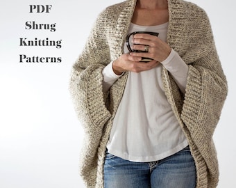 26-in-1 Shrug Knitting Patterns Bundle, Chunky Knit, Easy Beginner Patterns, Simple Rectangle Shrugs Knit Flat, Summer Shrugs