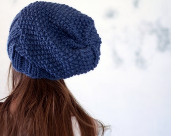 Classic Seed Stitch Hat Knitting Pattern, Simple Slouchy Knit Hat, Reverence