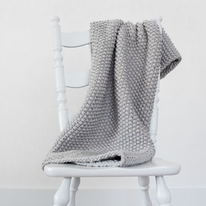 Blanket Knitting Pattern, Chunky Seed Stitch Knit Throw Blanket, Beginner Knit & Purl Stitch Only, Printable Download PDF, Charming