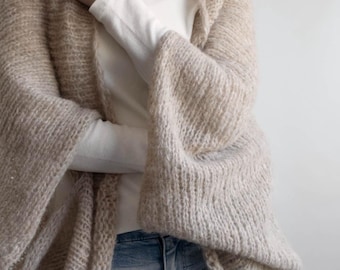 Knitting Pattern - Lightweight Summer Knit Shrug Pattern, Oversized Shrug Sweater, Beginner Friendly PDF Download, Halo