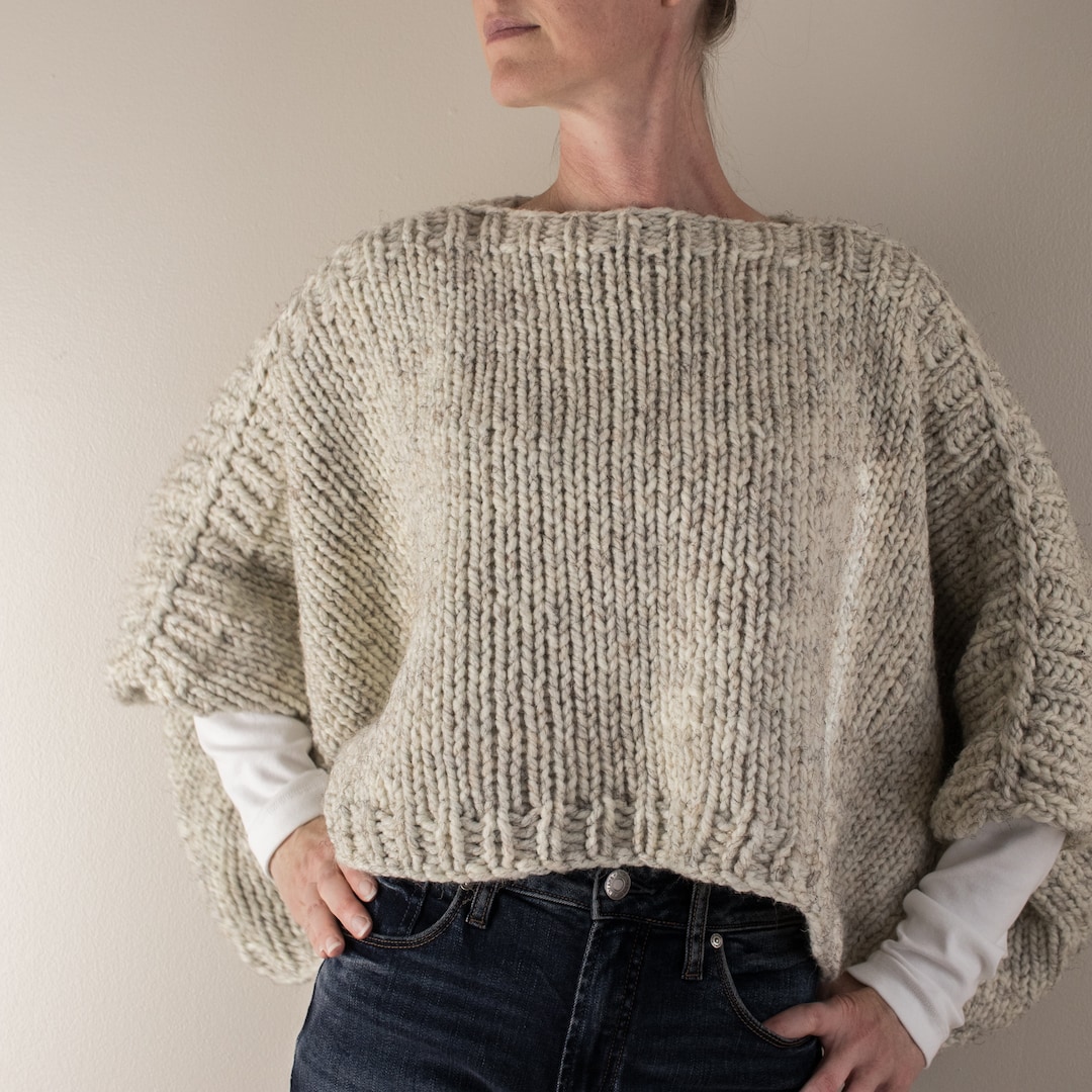 Knitting Pattern, Chunky Poncho Sweater, Chunky Knit Sweater Poncho ...