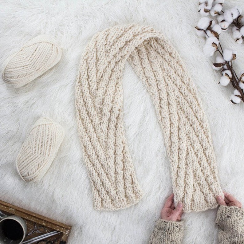 Chevron Infinity Scarf Knitting Pattern Simple Beginner Knit Twinkle Lights Brome Fields image 2