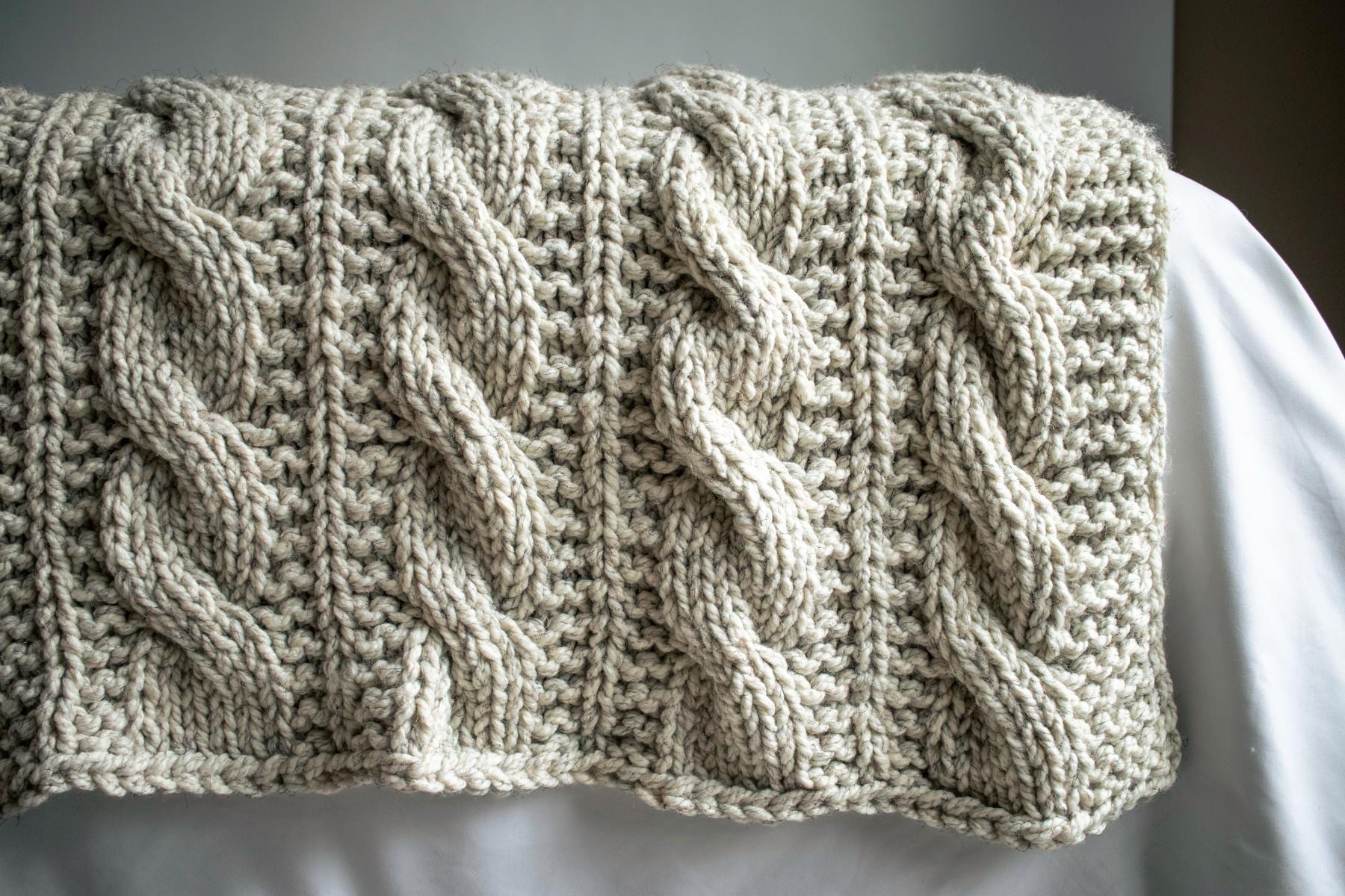 Knitting Pattern, Chunky Knit Cable Throw Blanket, Super Bulky 