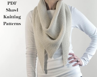 10-in-1 Shawl Knitting Patterns Set, Easy Knit Triangle Scarf Shawl, Asymmetrical Shawls, Bandana, Chunky Knit Shawls