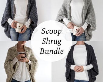 Knitting Pattern Bundle - Scoop Shrug - Over-sized Blanket Sweater - Knit Cardigan - Jacket Pattern - Knit Cocoon - Decisiveness