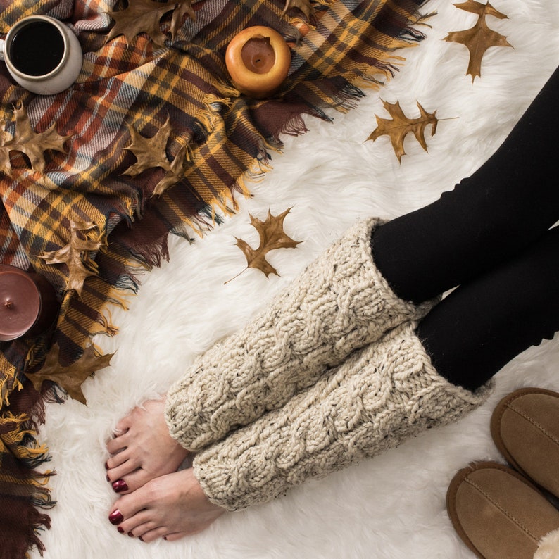 Chunky Cable Knit Leg Warmers Knitting Pattern Majesty Brome Fields image 3