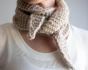 Knitting Pattern, Easy Kerchief Scarf, Beginner Friendly Garter Stitch, Cozy Hour Scarf Kerchief