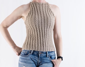 Knitting Pattern, Modern Cable Knit Tank Top, Easy Sweater Tank Top, Knitting Pattern for Women, PDF Pattern Download