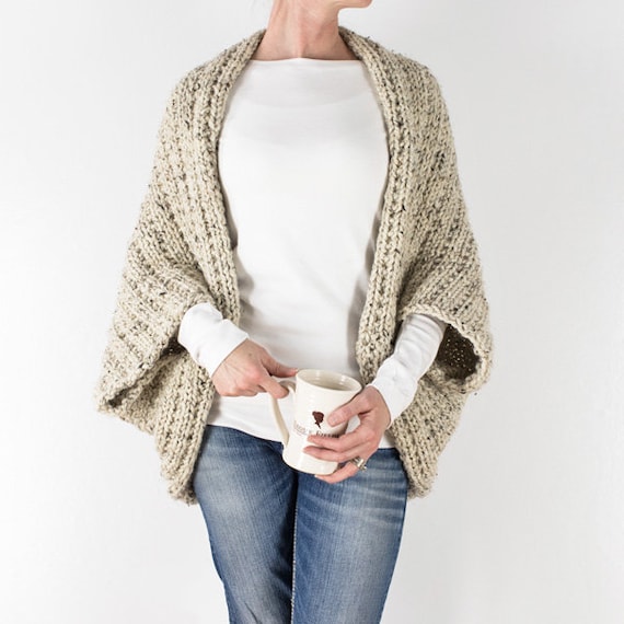 Knitting Pattern Beginner Scoop Shrug Blanket Sweater Knit Cardigan Wrapped  in Warmth Brome Fields -  UK