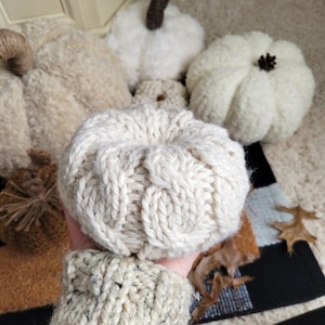 Knit Pumpkin Pattern / Cable Knit Pumpkin / Chunky Knit Pumpkin / Small, Medium and Large Knitted Pumpkin Patterns