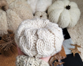 Knitting Pattern, Cable Knit Pumpkin, Chunky Knit, DIY Fall Decor, Small, Medium and Large Knitted Pumpkin Patterns