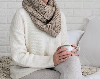 Infinity Scarf Knitting Pattern - Easy Beginner Infinity