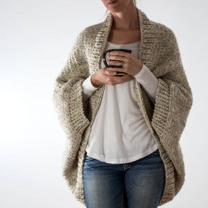 EASY SHRUG Knitting Pattern - Over-sized Scoop Sweater - Knit Cardigan - Knit Jacket - Blanket Sweater - Decisiveness - Brome Fields
