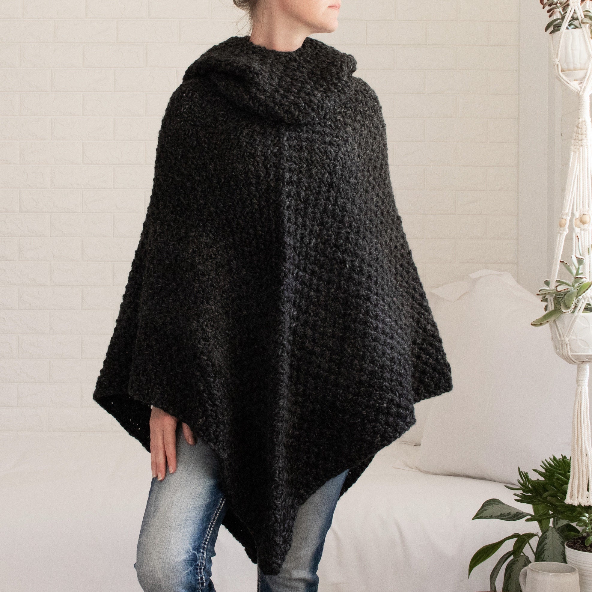 Poncho Knitting Pattern With Hood Knit Pull Over Knit Jacket Knit