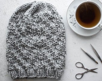 Playful Chevron Hat Knitting Pattern, Ripple Texture Hat Pattern, Chunky Knit Hat, Ritzy