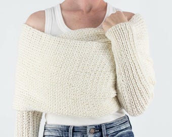 Knitting Pattern, Sweater Scarf, Scarf with Sleeves, Sweater Wrap Pattern, Shrug Shawl, Crop Top, Scarf Sweater, Shawl Wrap, Wonderlights