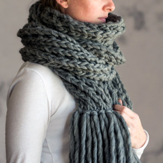 Scarf Knitting Pattern Thick & Chunky Scarf in Awe Brome Fields 