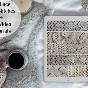 34 Lace Knit Stitch E-Book Bundle Video Tutorials How to Knit Lace for Beginner to Advanced Beginners image 1