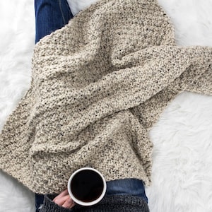 Knitting Pattern, Chunky Knit Throw Pattern, Super Bulky Blanket, Beginner Baby Blanket Pattern, Thrifty