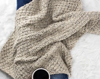 Knitting Pattern, Chunky Knit Throw Pattern, Super Bulky Blanket, Beginner Baby Blanket Pattern, Thrifty