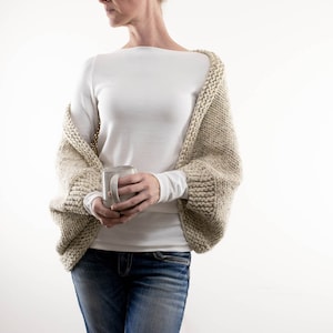 Beginner Cropped Shrug Sweater Knitting Pattern, Chunky Knit Cardigan, Easy Bolero Pattern, Knitted Jacket, Simple Blanket Sweater