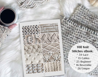 100 Knit Stitch E-Book Bundle - How to Knit for Beginner to Advanced Beginners - Lace, Cable & Beginner Knit Stitches