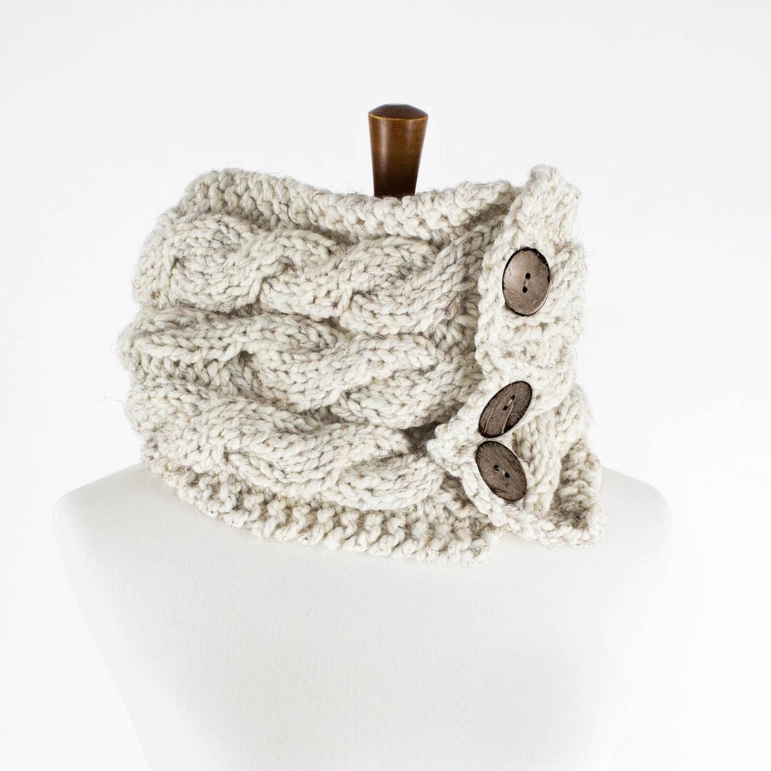 KNITTING PATTERN - Knitted Cowl With Buttons Pattern Cable Knit Super ...