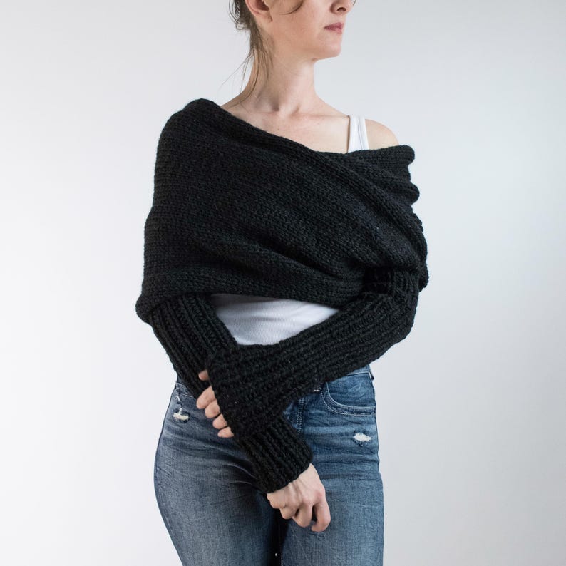 Knitting PATTERN, Scarf With Sleeves Knitting Pattern & Video + Style ...
