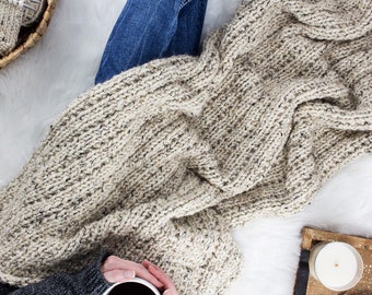 Blanket Knitting Pattern, Quick & Easy Super Bulky Baby Blanket Pattern, 8 Sizes, Toddler, Twin, Square Blanket, Blessing