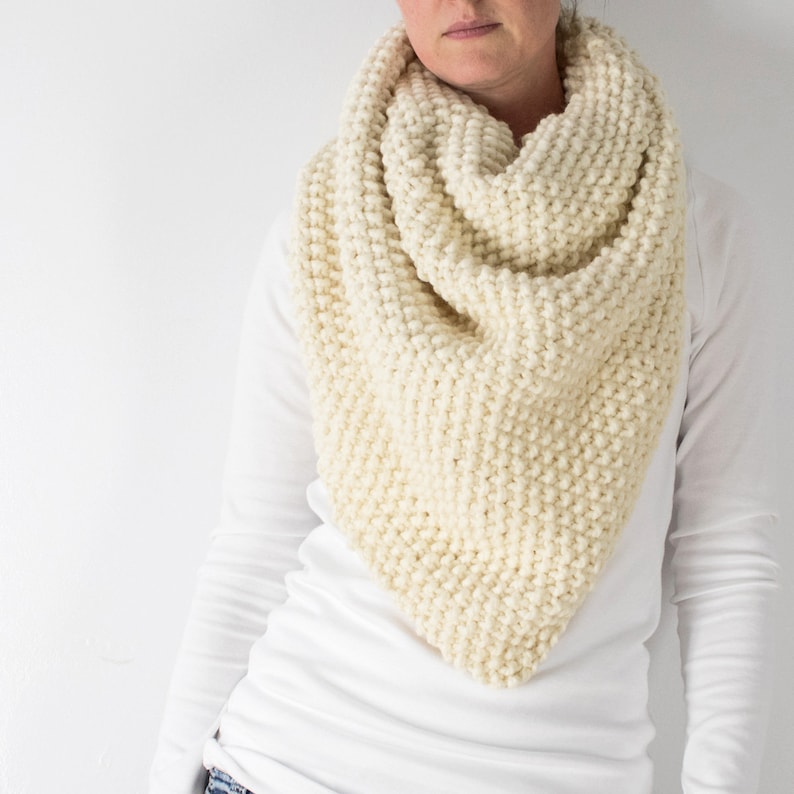Seed Stitch Triangle Shawl Knitting Pattern / Shawl Scarf Pattern / Knit Triangle Scarf / Easy Shawl Knitting Pattern / Cuddles image 1