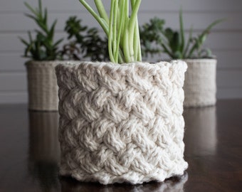 Lattice Stitch Plant Cozy Knitting Pattern - Brome Fields