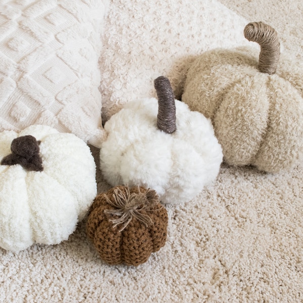 BUNDLE - Pumpkin Knitting Pattern Bundle - Oversized Teddy Bear Pumpkin Knitting Pattern - Chunky Pumpkin Knit Flat - Seed Stitch Pumpkin