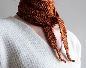 Knitting Pattern, Easy Skinny Scarf, Neck Kerchief, Bandana, Almost Autumn
