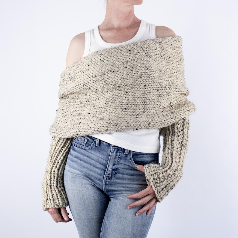 Knitting Pattern, Sweater Scarf With Sleeves Knitting Pattern, Quick ...