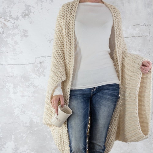 Knitting Pattern Beginner Shrug Sweater Oversized Blanket - Etsy