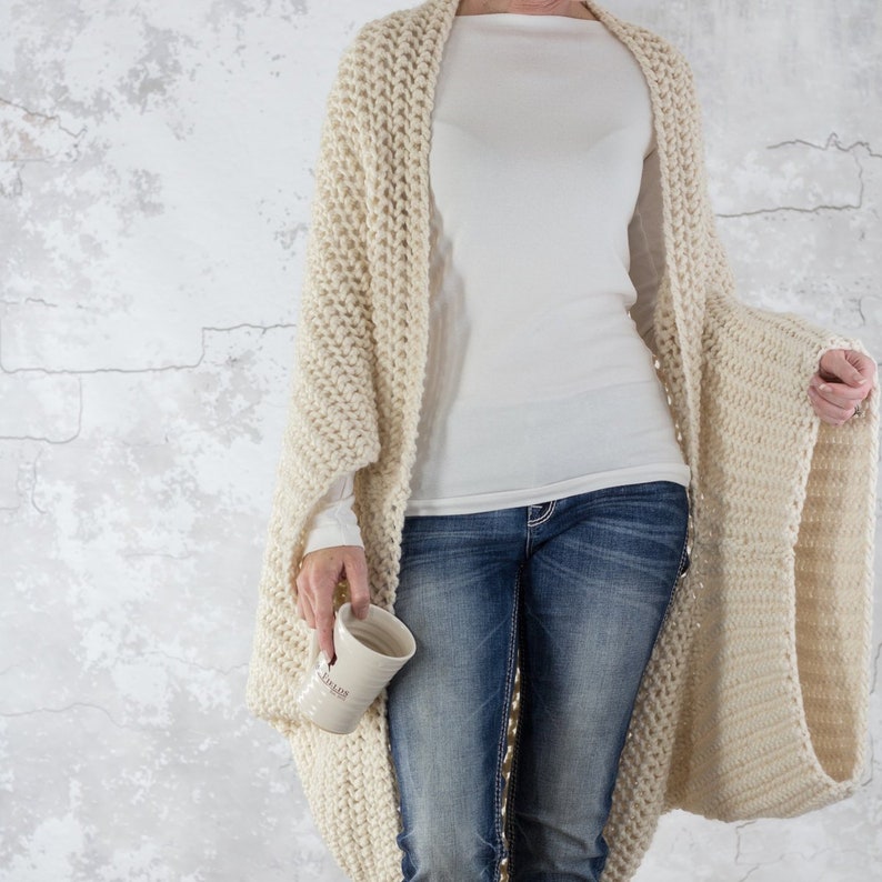Oversized Scoop Shrug Knitting Pattern Knit Cardigan Cocoon Etsy