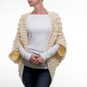 Knitting Patterns, Bobble Berry Shrug, Oversized Shrug Knitting Pattern, Bobble Knit Stitch, Lace Berry Knitting Stitch, Chunky Knit, Bolero