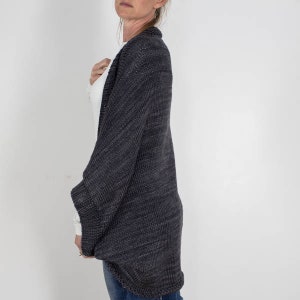 Worsted Knitting Pattern Knit Cocoon Cardigan Over-sized Scoop Shrug ...