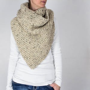 Asymmetrical Triangle Shawl Knitting Pattern, Super Bulky Quick & Easy Shawl Pattern, Beginner Shawl Pattern, Chunky Knit Shawl