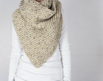 Asymmetrical Triangle Shawl Knitting Pattern, Super Bulky Quick & Easy Shawl Pattern, Beginner Shawl Pattern, Chunky Knit Shawl