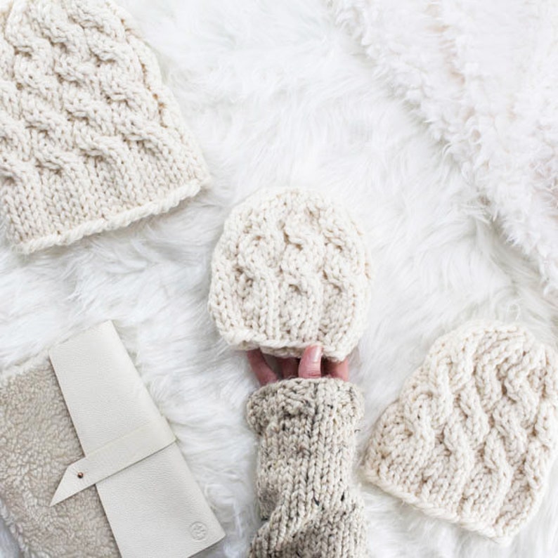 Adorable Knitting Pattern Baby Faux Pom Cable Knit Hat Brome Fields image 1