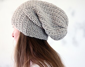 Knitting Pattern - Simple Beginner Slouchy Knit Hat Chunky Hat Pattern - Silence - Brome Fields