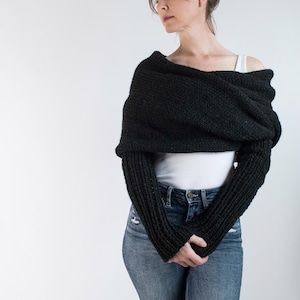 Knit Sweater Scarf Knitting Pattern, Scarf Sweater with Sleeves, Sleeve Scarf, Knit Sweater Scarf Wrap, Twilight