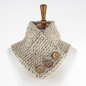 Knitting Pattern Knitted Cowl with Faux Buttons Pattern Chunky Knit Garter Stitch Quick & Easy Beginner Pattern - Trust - Brome Fields