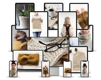 Easy Knitting Patterns Bundle, 7 Beginner Knitting Patterns + Bonuses, One Skein Collection , Quick Knit Projects, Instant Download PDF